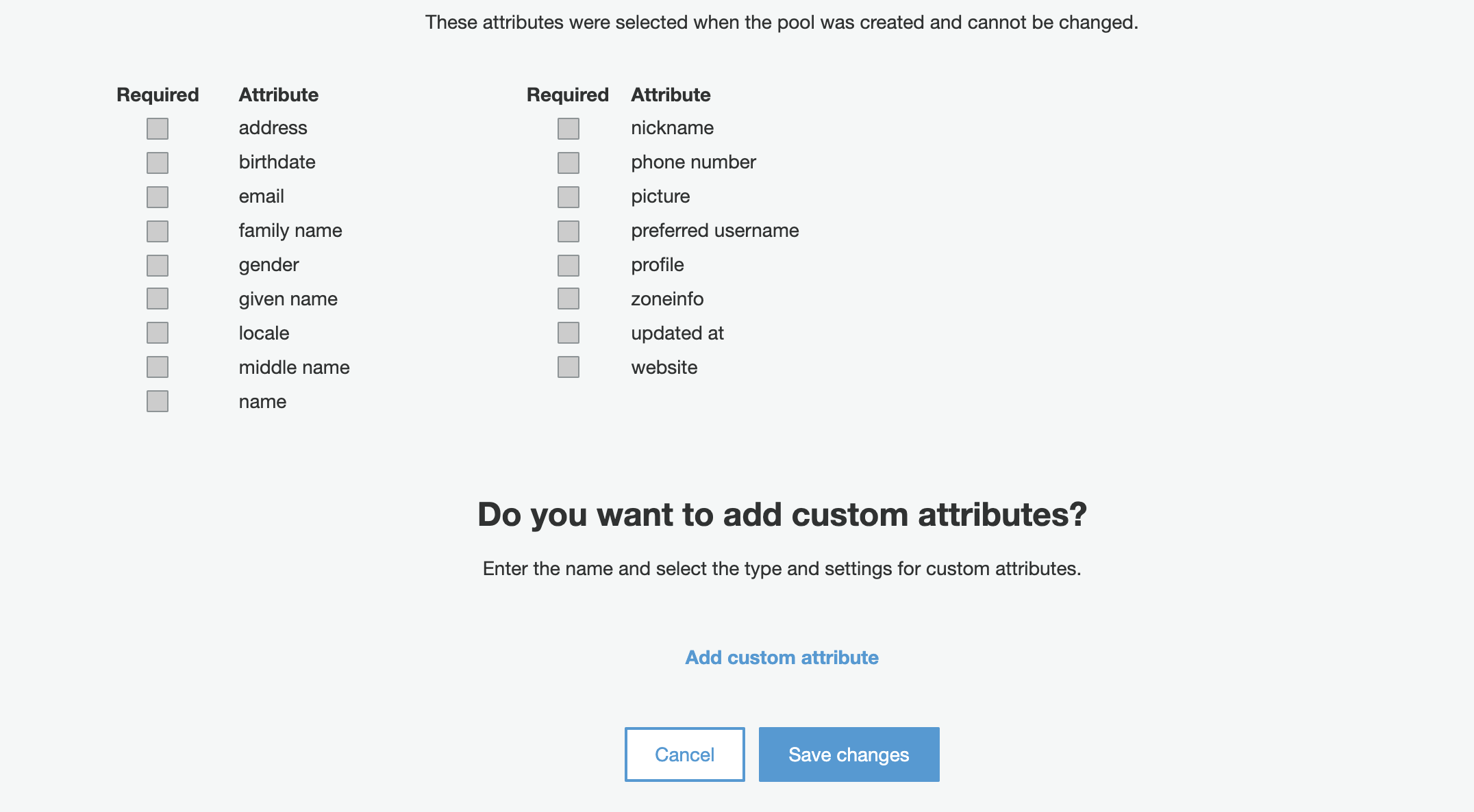 Cognito Attributes