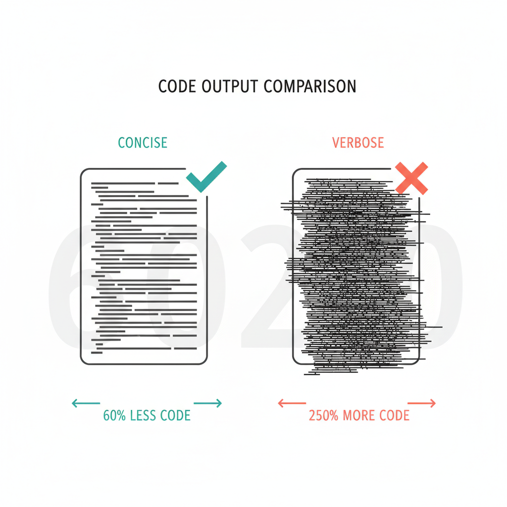 Side-by-side comparison showing 40 lines vs 150 lines of output