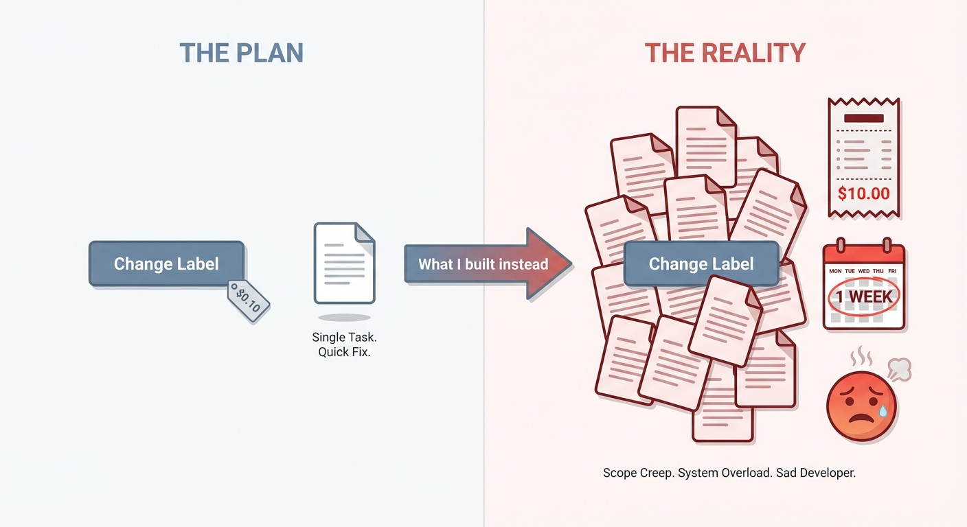 The Plan vs The Reality - A simple label change that became 13 documents, $10, and 1 week